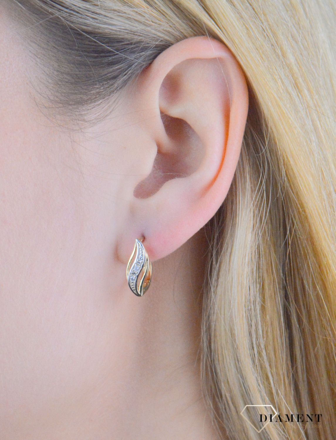 Kolczyki złote z cyrkonią próba 375, KL 6196 375.jpg